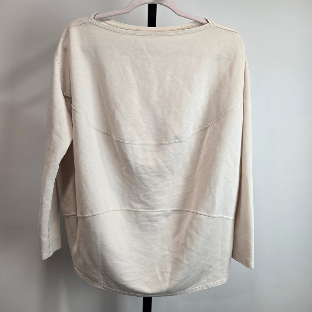 Lululemon Long Sleeve Relaxed Boatneck Top Cream Off White Seam Detail Size 8